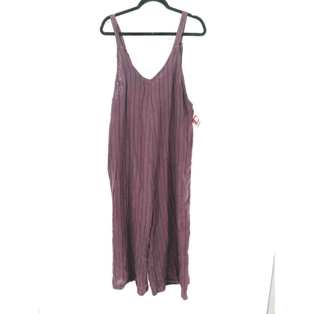 Errant Festival Purple Striped Wide Leg Cotton Jumpsuit XS Relaxed Summer Boho